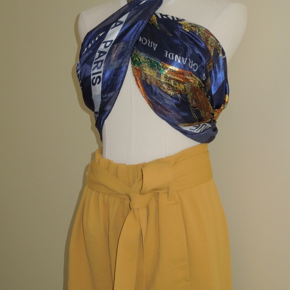 Navy Patterned Paris Scarf - Picture 4 of 6